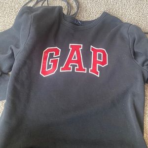 black with red & white writing gap crew neck so warm n comfy